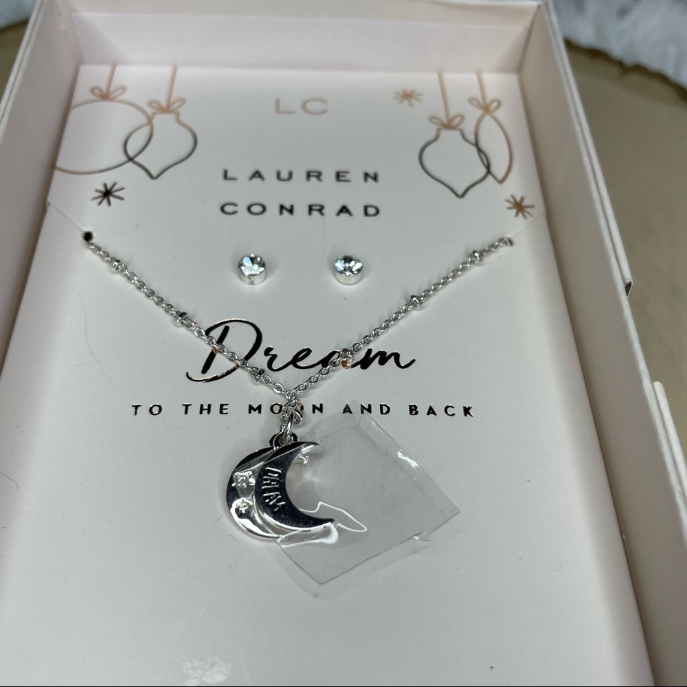 NWT LC Lauren, Conrad dreamed to the moon and back necklace and earrings 16 in - Picture 4 of 7